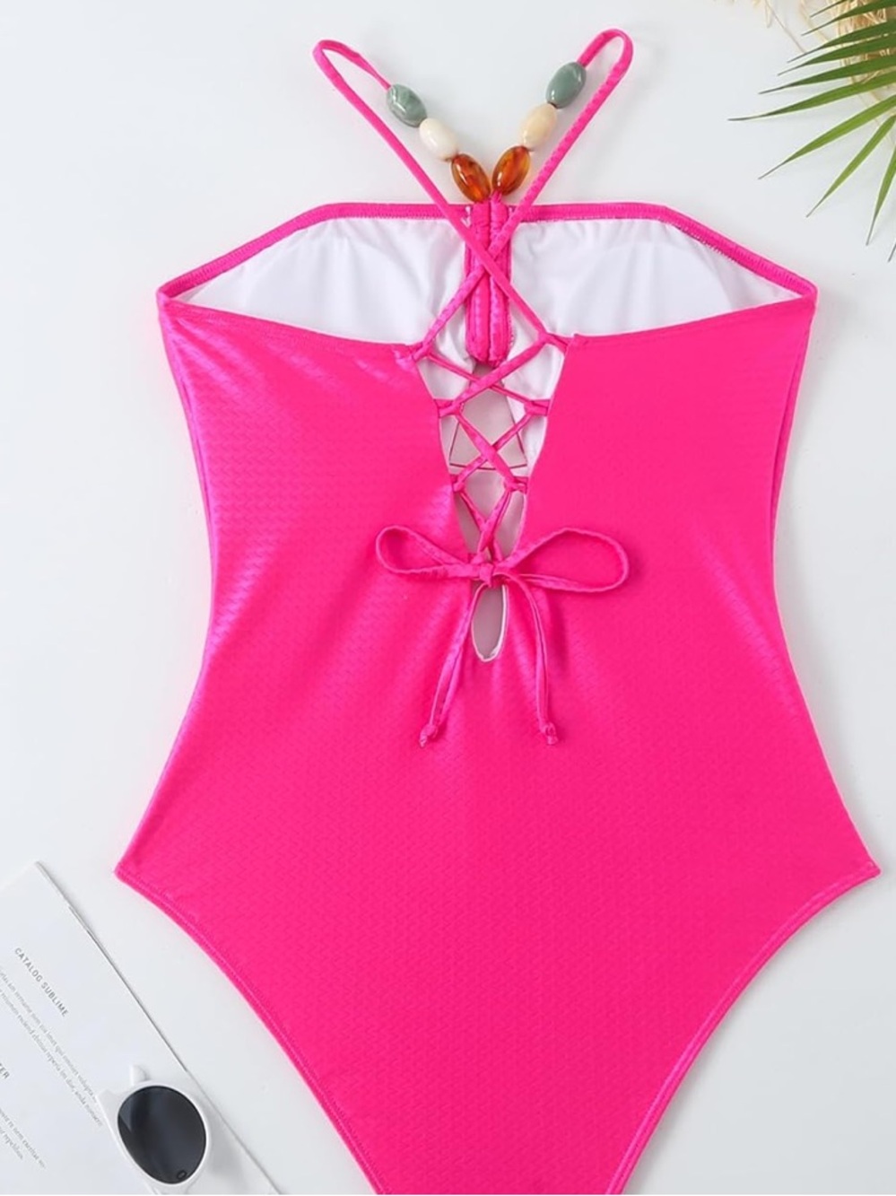 Hot Pink One Piece Swimsuit with Cover up Set - Picture 2 of 9